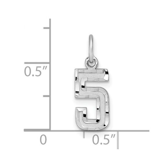 Sterling Silver, Varsity Collection, Small D/C Pendant, Number 5 - Picture 3 of 5